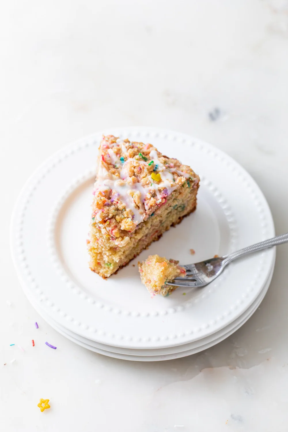 Funfetti Coffee Cake with vanilla glaze