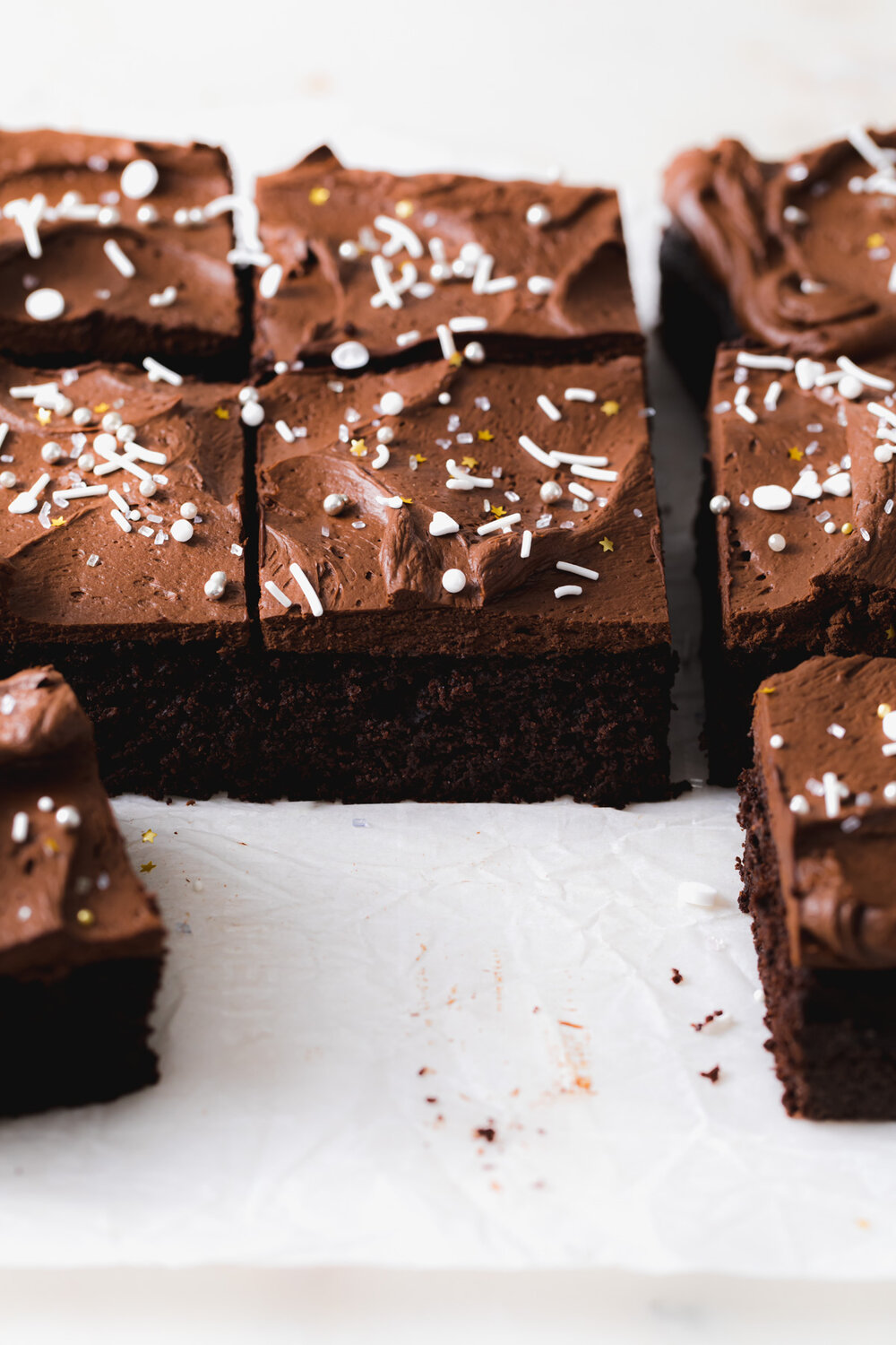 Rye Chocolate Snacking Cake with whipped ganache frosting