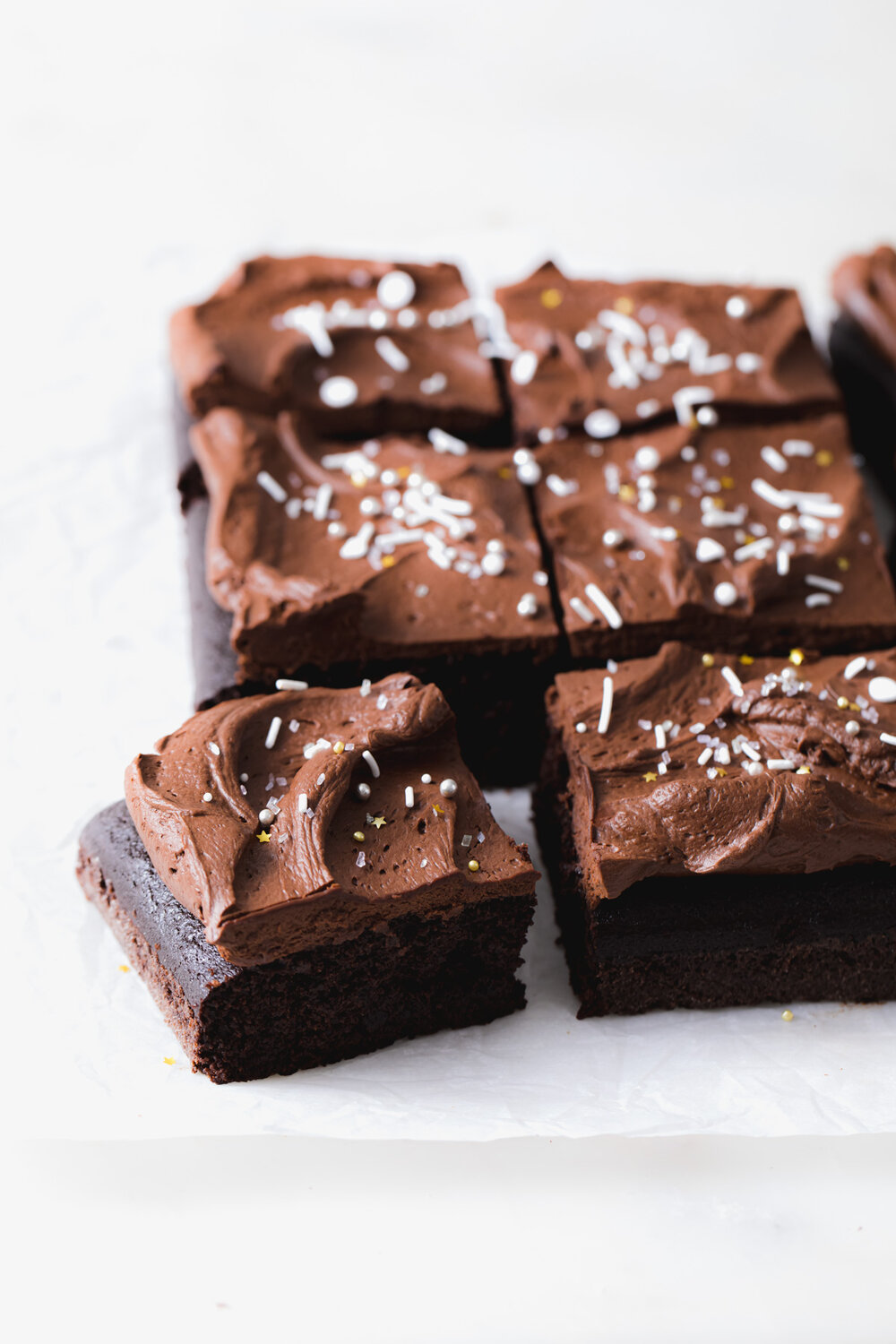 Rye Chocolate Snacking Cake with whipped ganache frosting