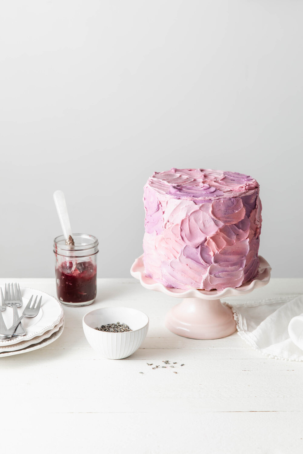 Blackberry Lavender Cake with Swiss meringue buttercream