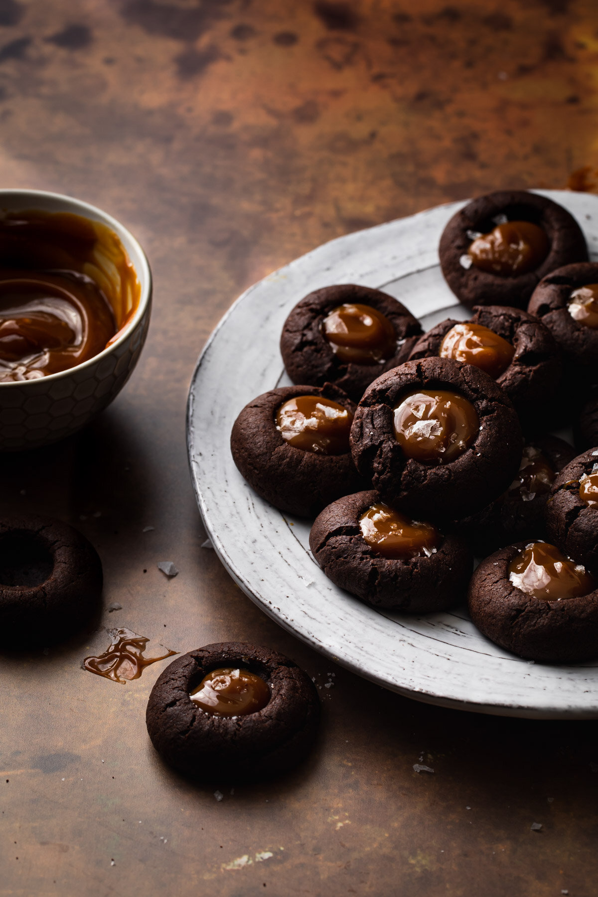 Gingerbread Chocolate Caramel Thumbprint Cookie Recipe