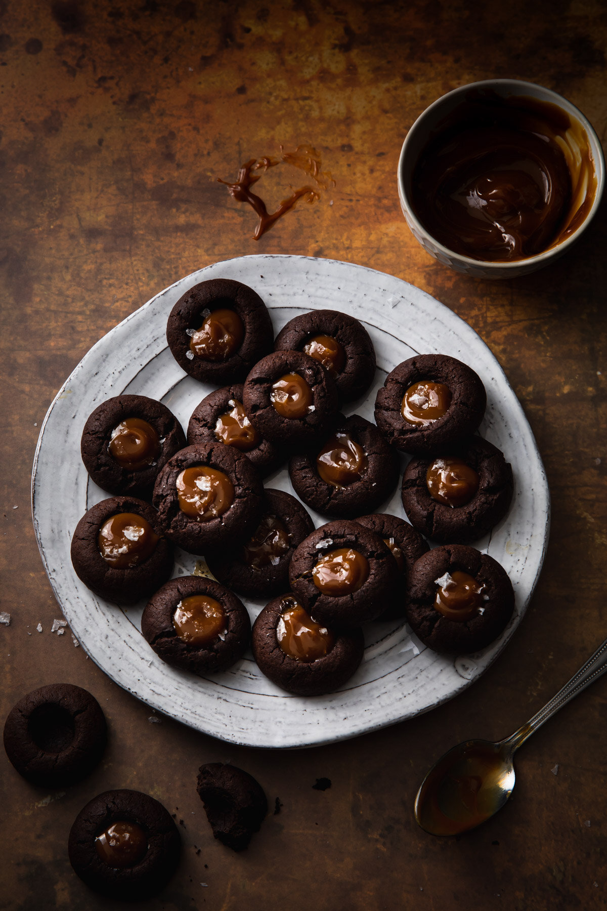 Chocolate Thumbprint Cookies with Dulce de Leche