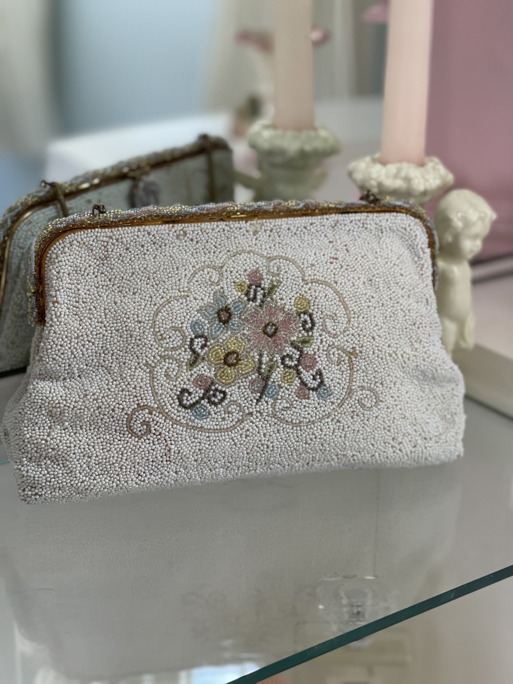 1950s Small Beaded Clutch Bag