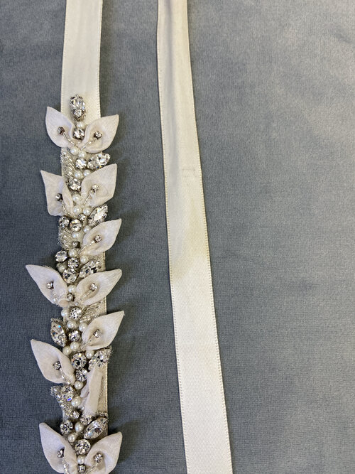 Organza Leaves, Rhinestone, and Pearl Belt - Bridal Accessories - The White  Flower - San Diego, CA