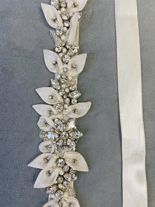 Organza Leaves, Rhinestone, and Pearl Belt - Bridal Accessories - The White  Flower - San Diego, CA
