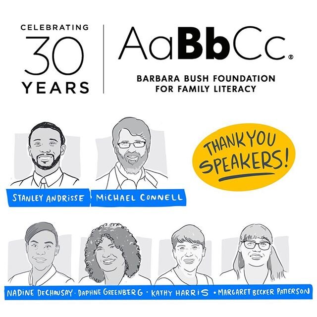 Check out this star-studded cast from the Barbara Bush Foundation for Family Literacy! #graphicrecording #visualnotes #designthinking #visualthinking #liveart #graphicartists #bayareaartists #eventplanners #conferenceartists