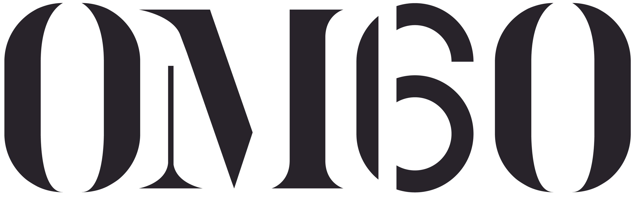 OM60 logo with stencil like typfaces