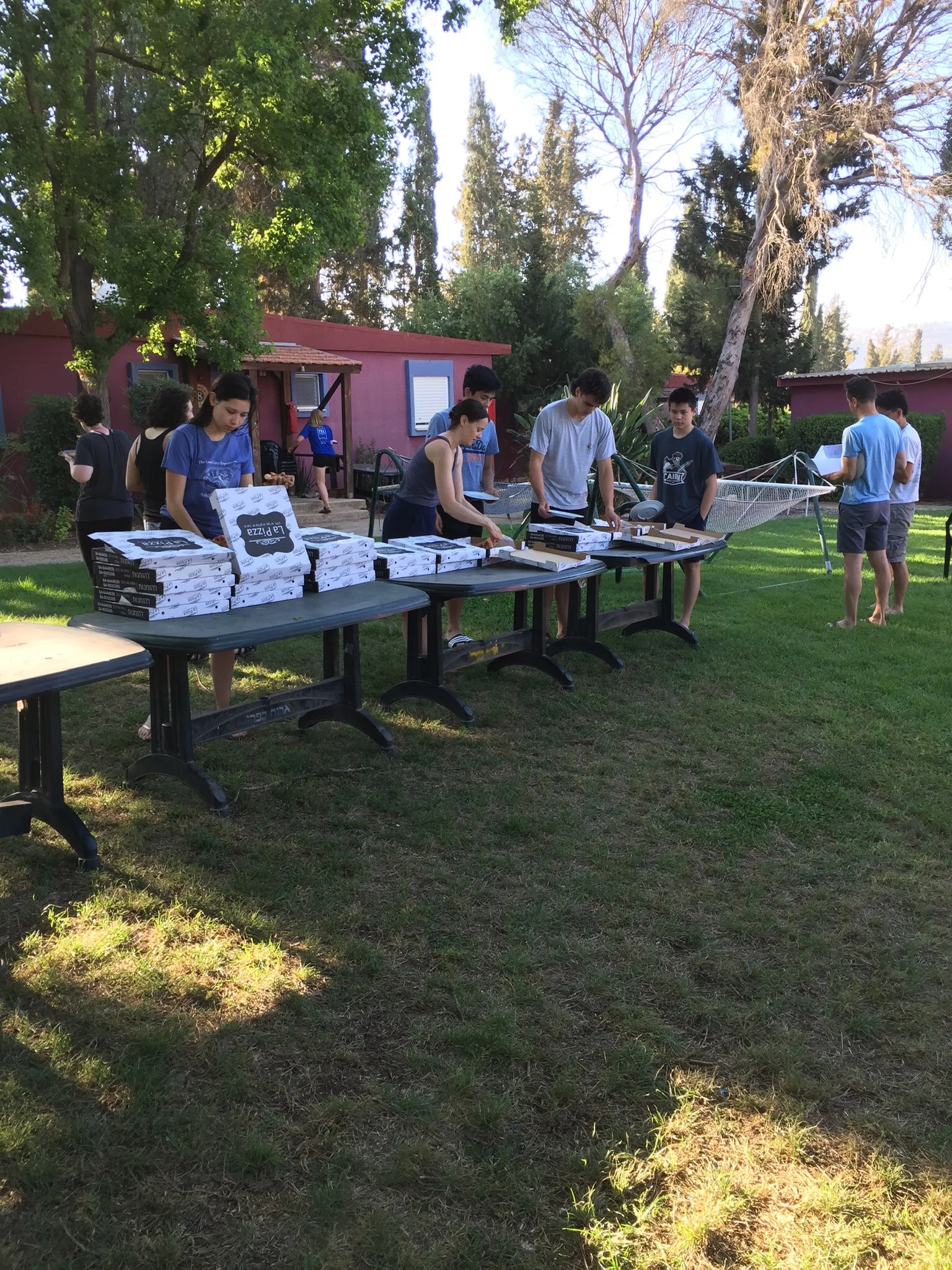Feeding 45 staff members takes a lot of pizza