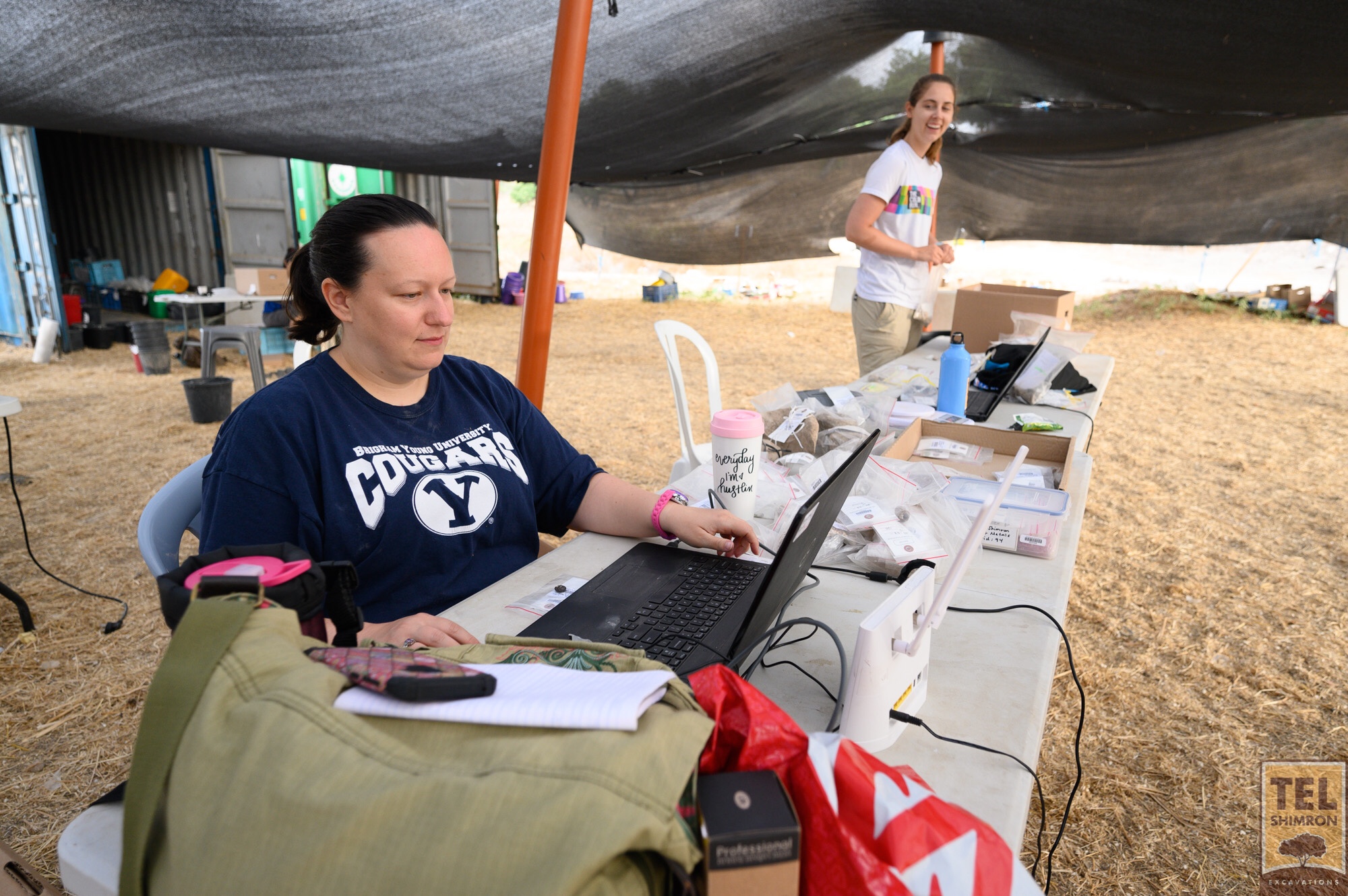 Our Registrar Krystal at work in the pottery compound