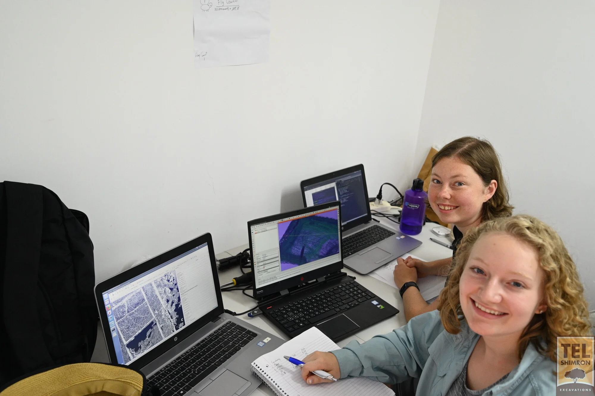 The LiDAR team at work in the GIS trailer