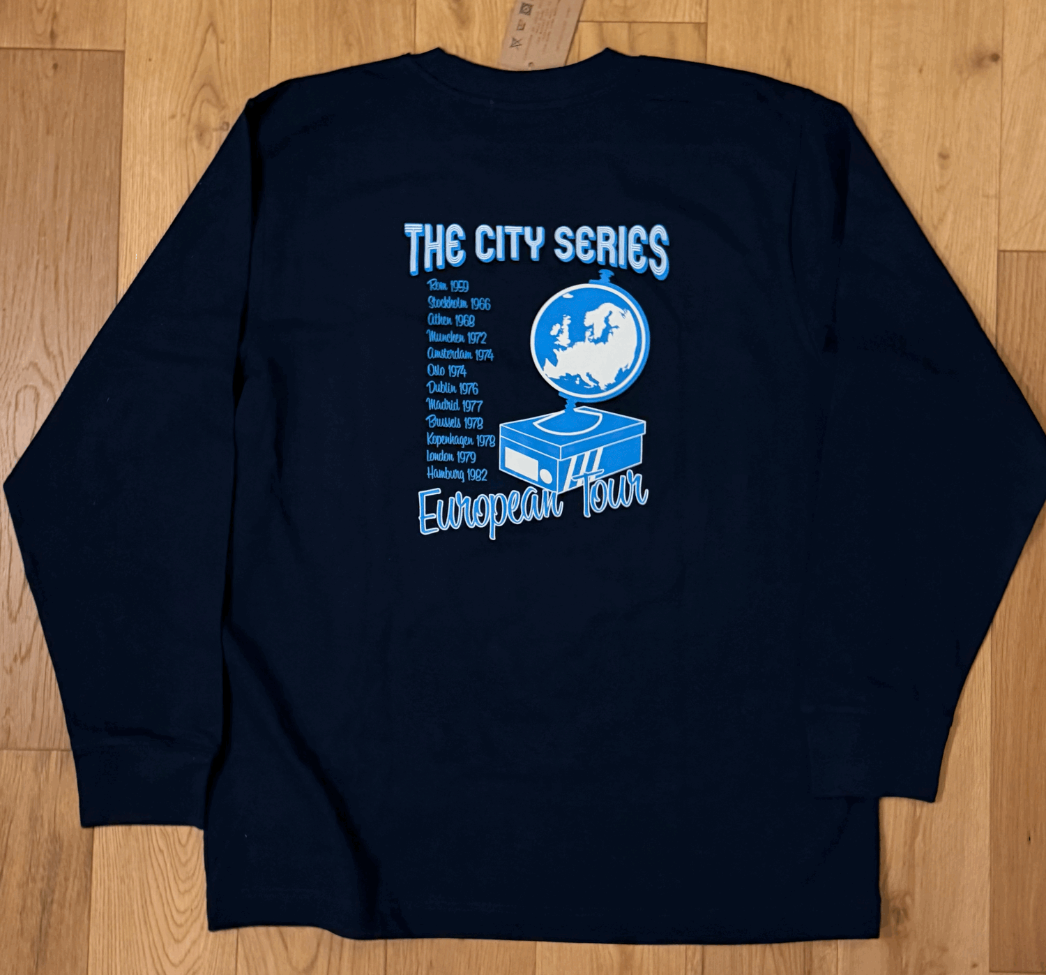 City Series Tour' Back Print Organic Long Sleeve T-Shirt Navy