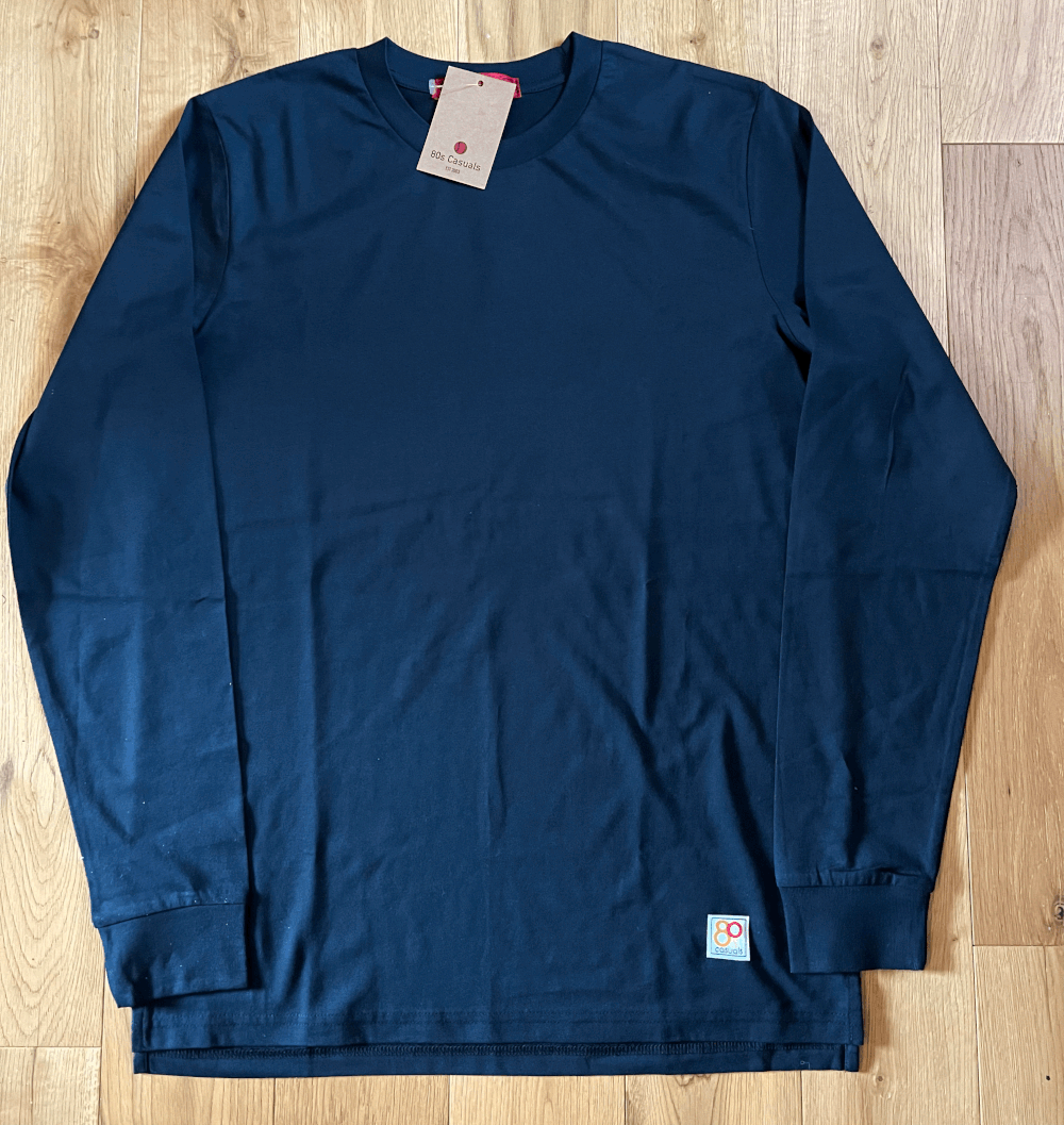T-shirt Manches Longues Vintage 80's – Noir, Coton, Taille M, Homme, Brodé