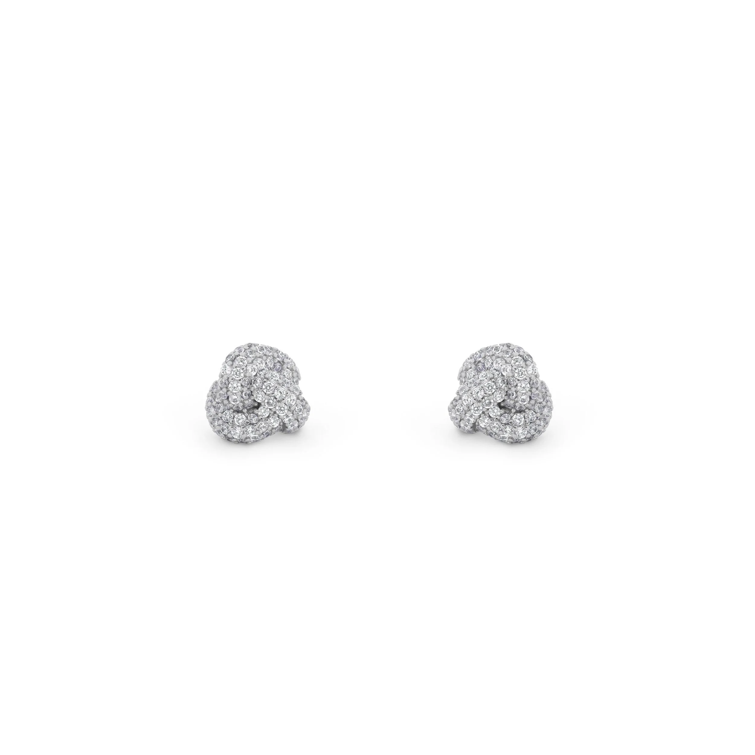 TC LOVE KNOT – PAVE KNOT EARRINGS SILVER