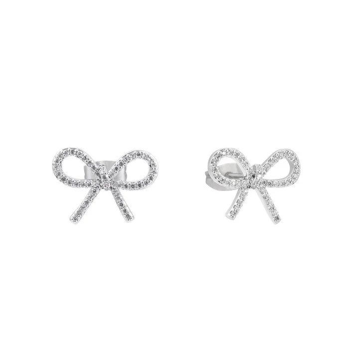 Tc Bow - Cz Bow Earrings Silver