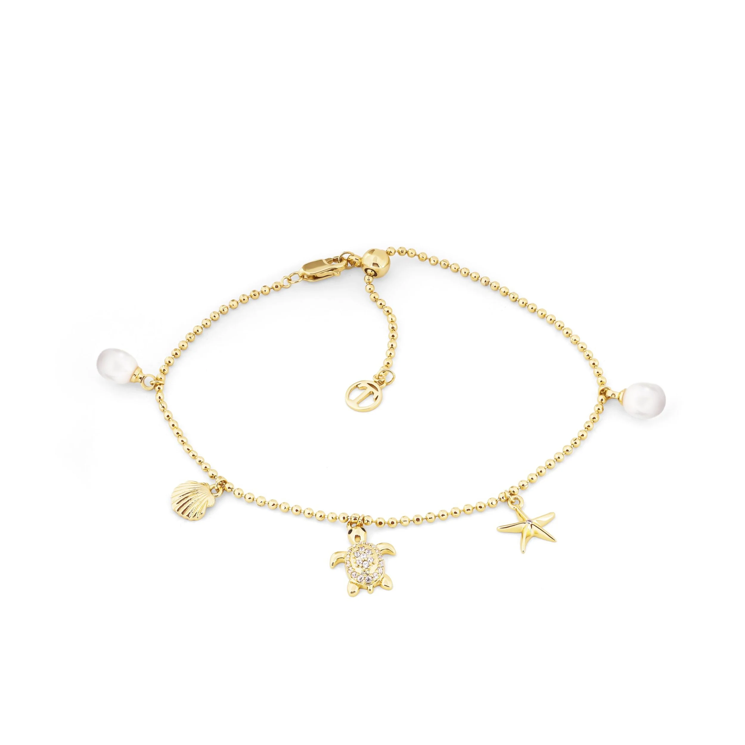TC UNDER THE SEA – PEARL/SHELL/STARFISH/TURTLE BRACELET GOLD