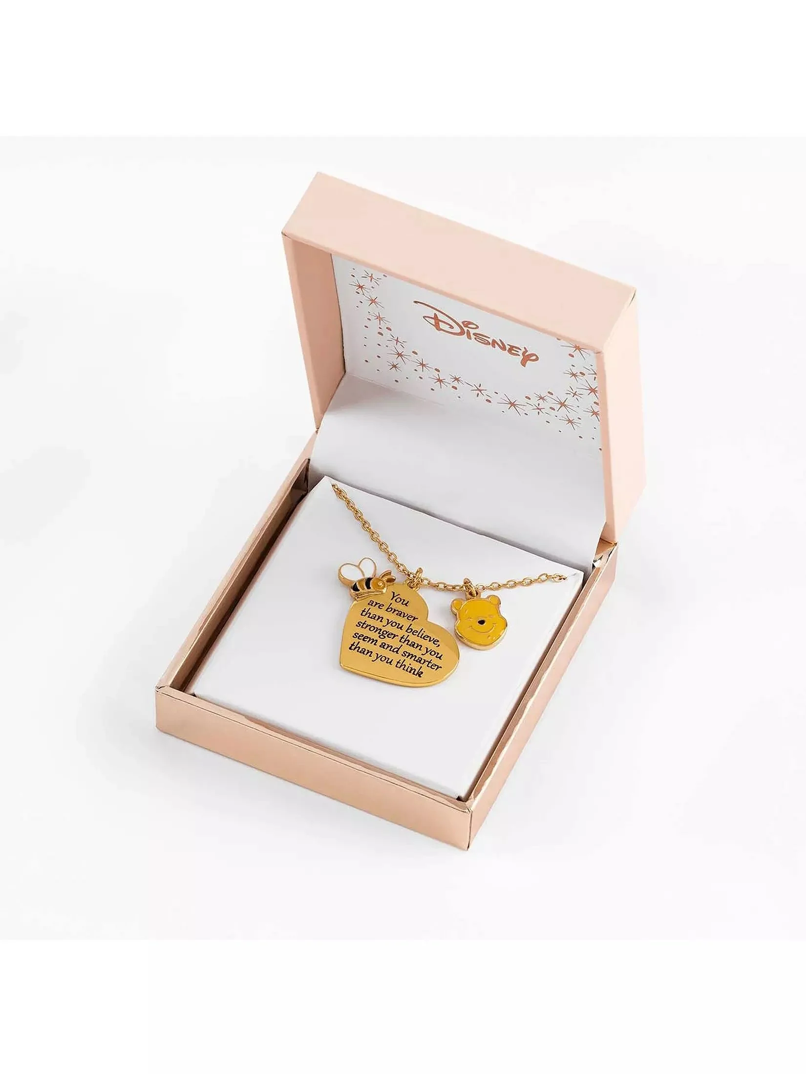Disney Winnie The Pooh Yellow Gold Plated Brass Heart shaped Necklace