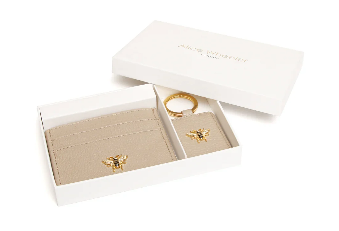 Alice Wheeler London Stone Bow card holder & key ring gift set