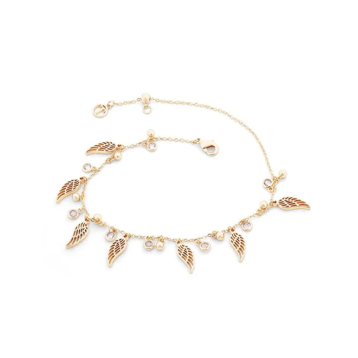 Angel Wings Bracelet Ball & Crystal Chain Gold