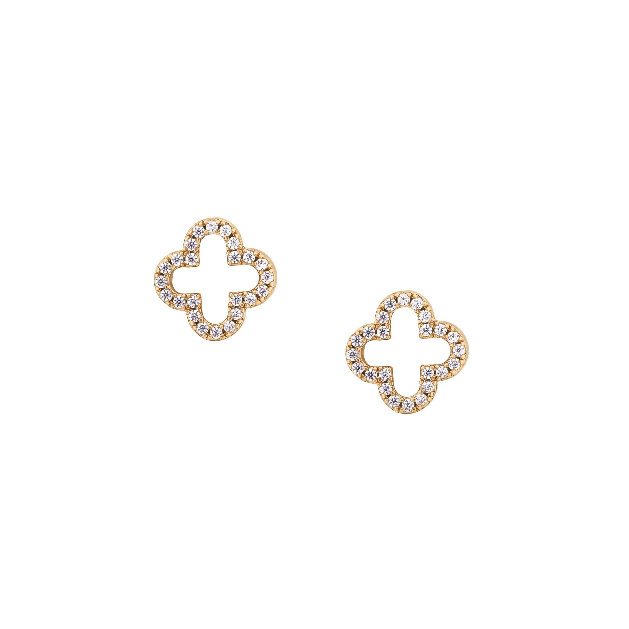 TC Fleur- CZ Inset Stud Earrings