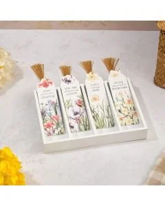 WOOD BOOKMARK WITH SHAPED FLOWER TOP