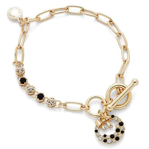Monochrome Circle Bow Gold Plated Bracelet