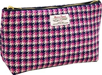 pink harris tweed cosmetic wash bag
