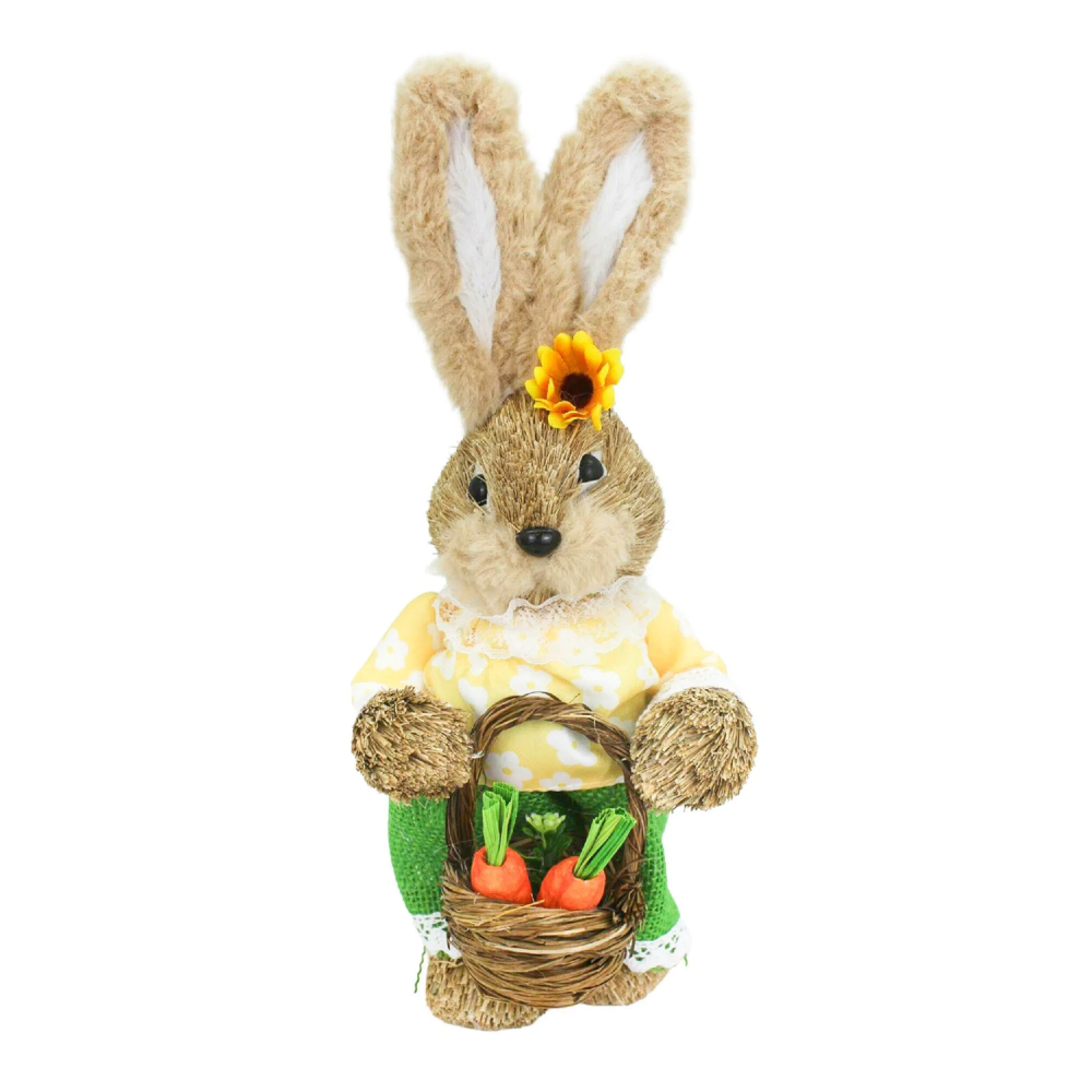 Easter bunny with carrot girl green 33cm