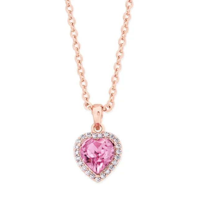   TIPPERARY CRYSTAL Pink Heart Pendant - Rose Gold