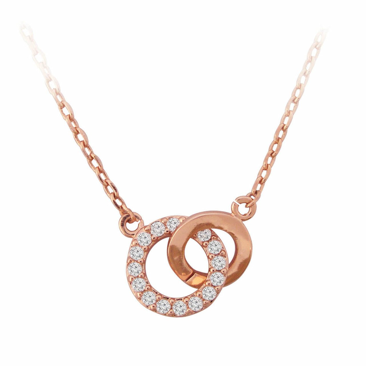 TIPPERARY CRYSTAL Rose Gold Polished &amp; Crystal Circle Pendant