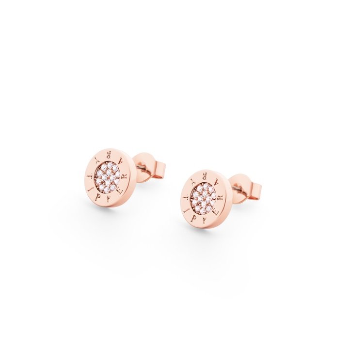 TIPPERARY CRYSTAL CIRCLE PAVE ROSE GOLD STUD EARRINGS