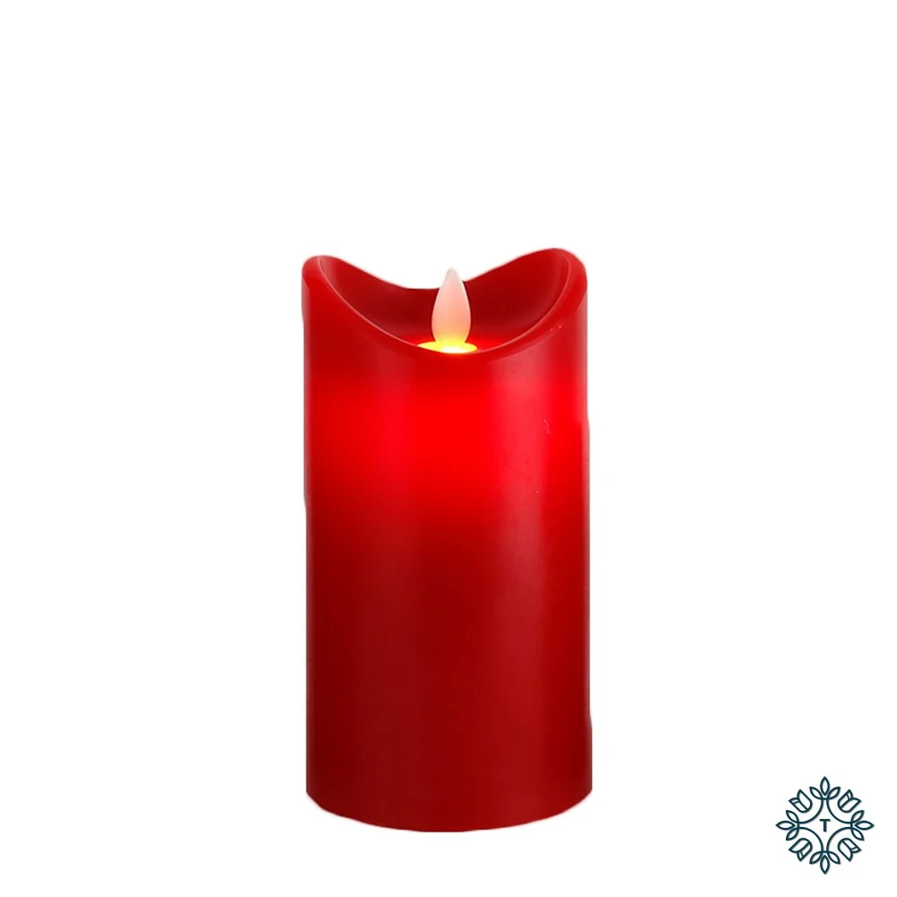 Flicker led candle w/5hr timer red 15cm