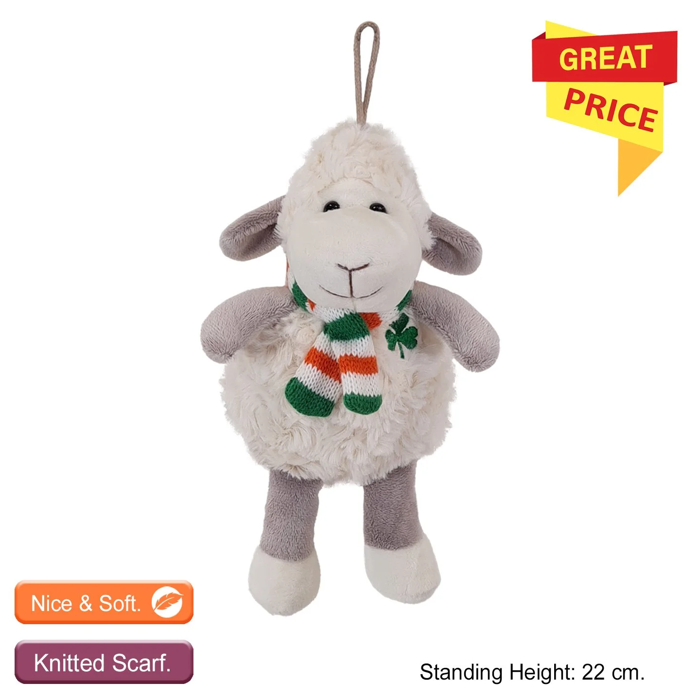 Soft Sheep With Irish Scarf