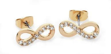 TIPPERARY CRYSTAL PART STONE SET INFINITY STUD EARRINGS GOLD