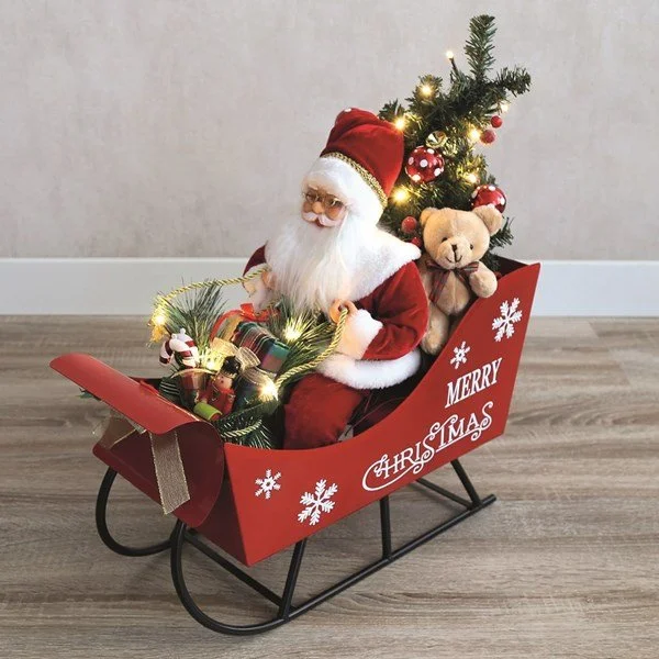Musical Santa In Sleigh 60cm
