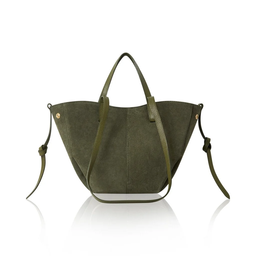 OLIVE GREEN SUEDE HANDBAG