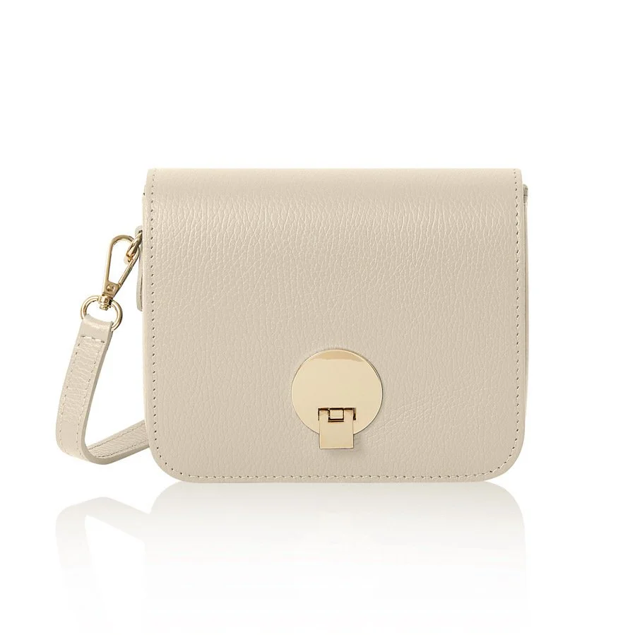 Torino Chic Italain Leather Crossbody : Cream