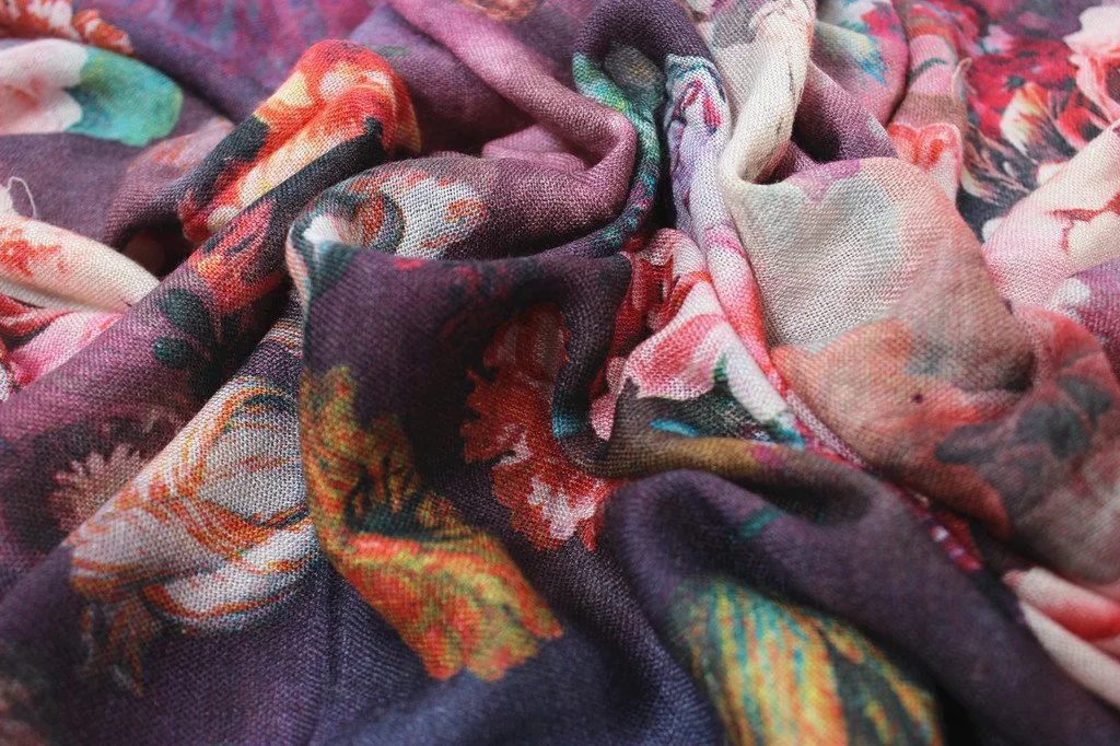 Bella Fiori Italian Floral Wool Scarf