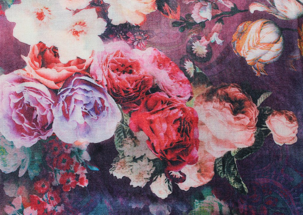 Bella Fiori Italian Floral Wool Scarf