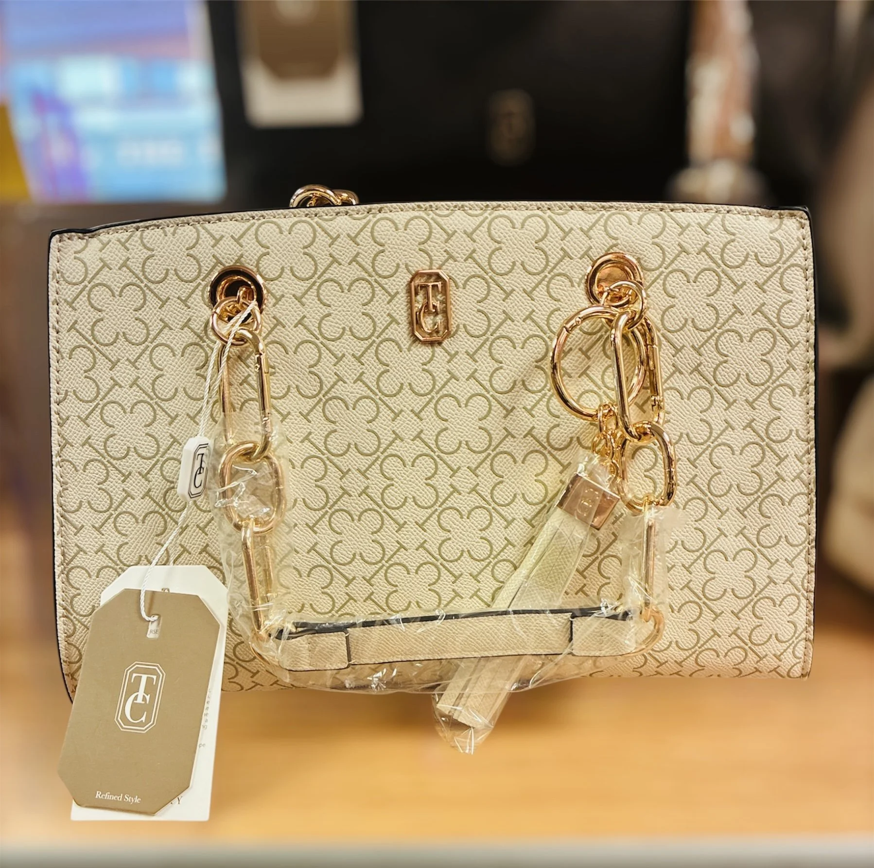 Tipperary Crystal Monogram Handbag Bag –  Cream Refined Style