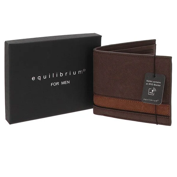 EQ For Men Faux Suede Two Tone Wallet Brown Tan