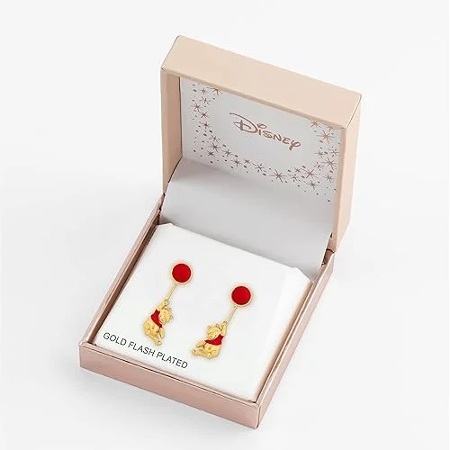 Disney Winnie The Pooh Red and Gold Coloured Floating Balloon Earrings