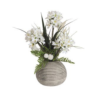 White Flower Arrangement in Textured Pot 49cm