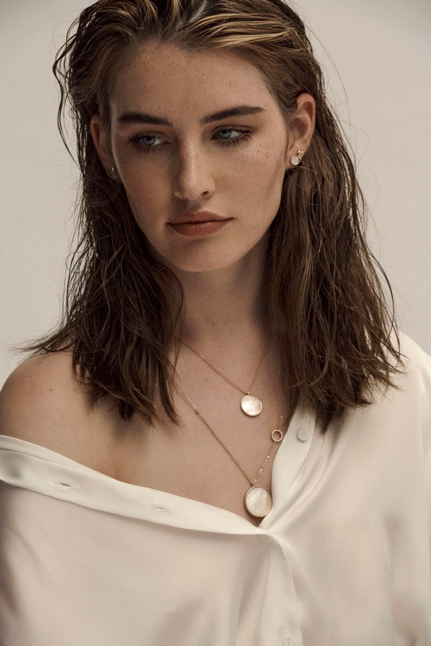 MOTHER OF PEARL FULL MOON PENDANT - ROSE GOLD