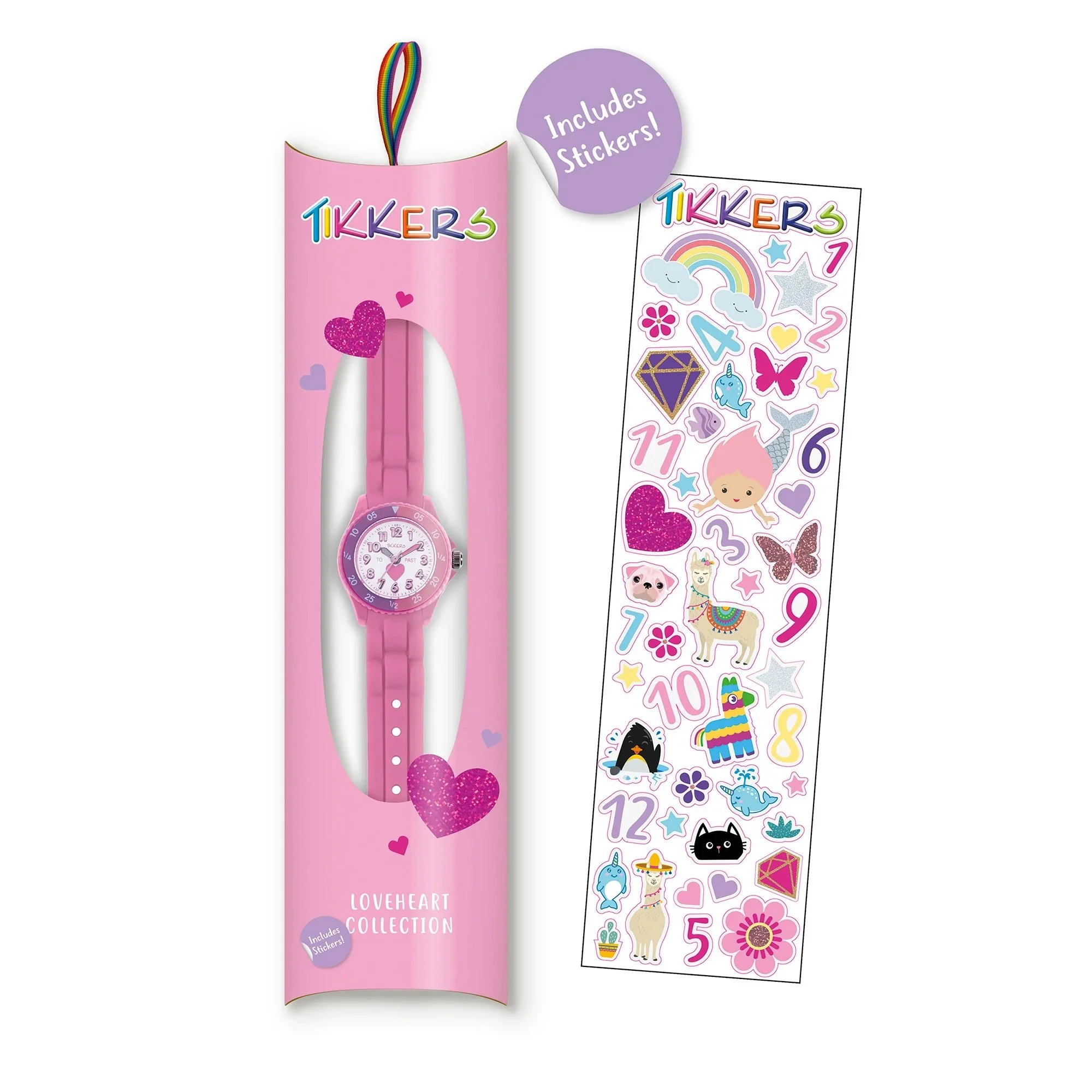Tikkers Time Teacher Pink Silicone Strap Heart Watch