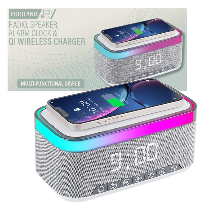 Radio Alarm Clock Speaker & Wireless Charger