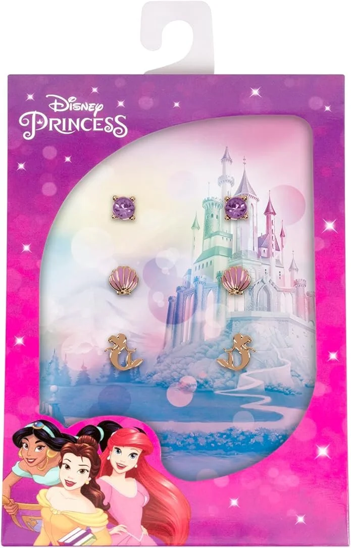 Disney Princess The Little Mermaid Purple & Gold Trio Earring Set