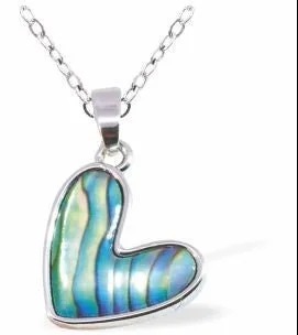 Paua Shell Love Heart Necklace, Rhodium Plated