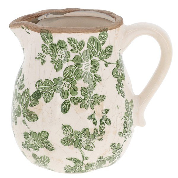 Clematis Garden Ceramic Jug Vase - 15.5 x 18 x 13 cm