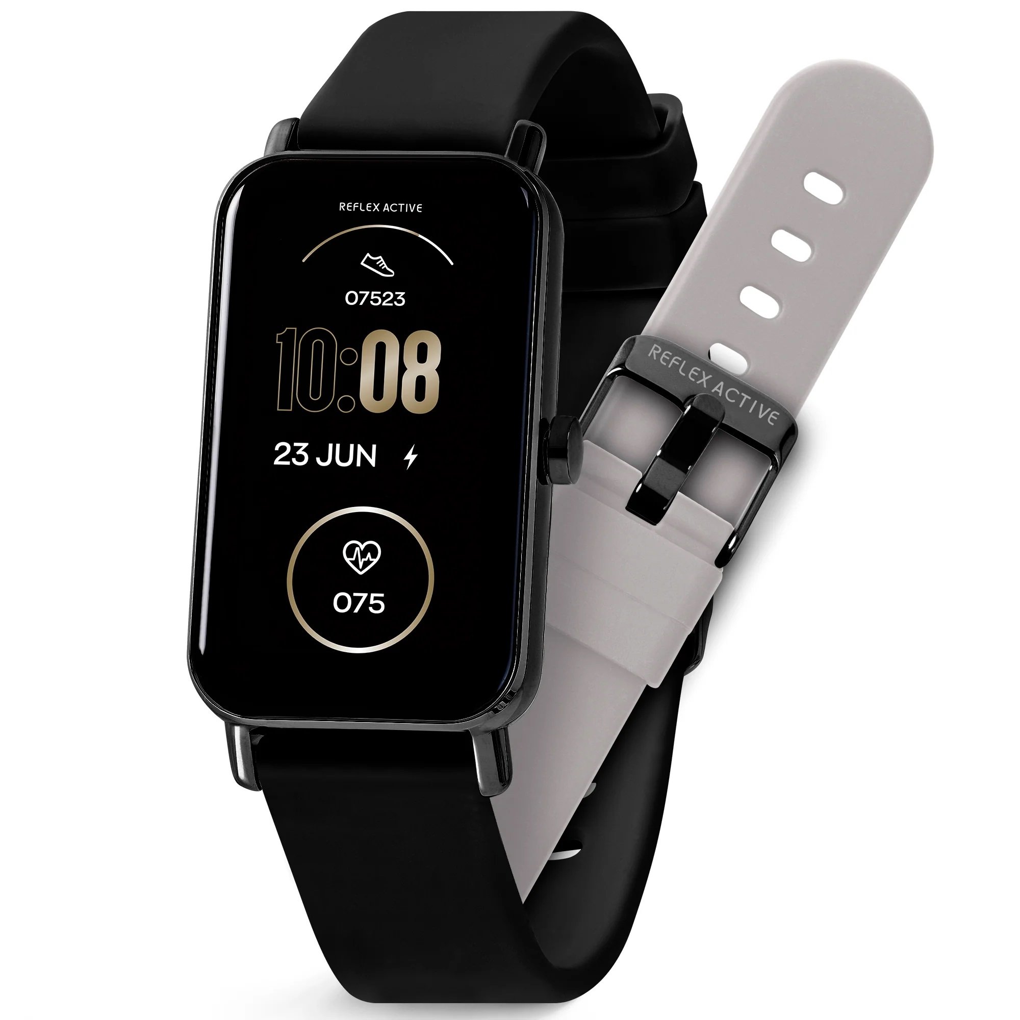 Reflex Active Series 53 Smart Black and Grey Interchangeable Strap Calling Watch