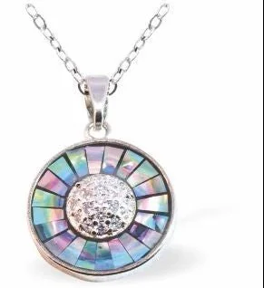 Paua Shell Embellished Round Necklace, Rhodium Plated